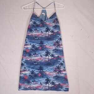 J Crew Blue & Pink Hawaiian Sunset Carrie Shift Dress Womens Size 4 Tropical
